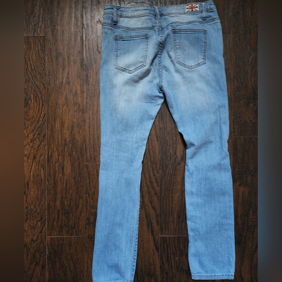 Machine Distressed Ripped Jeans  Rhinestone Pocket - Picture 2 of 2